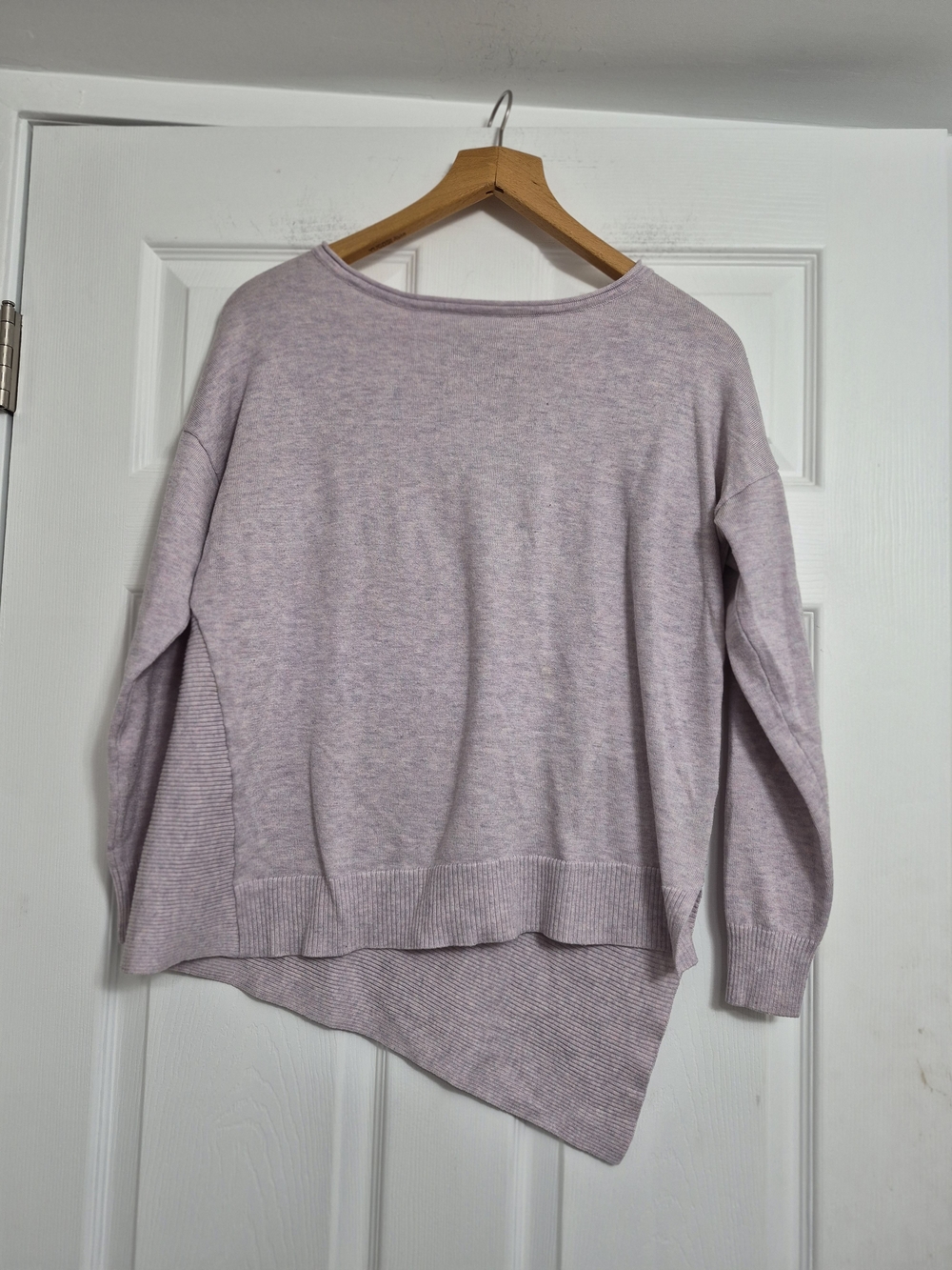 Verve Ami Women's Light Mauve Asymmetric Hem Crewneck Sweater